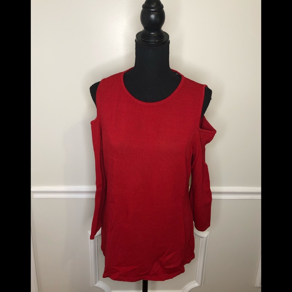 INC cold shoulder, long sleeve sweater